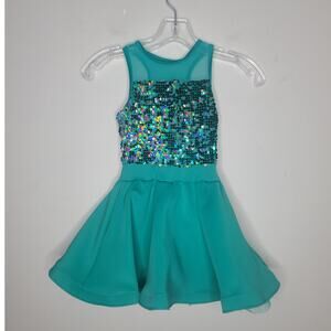 Weissman Dance teal green sequin sleeveless dress costume - IC (S/M)